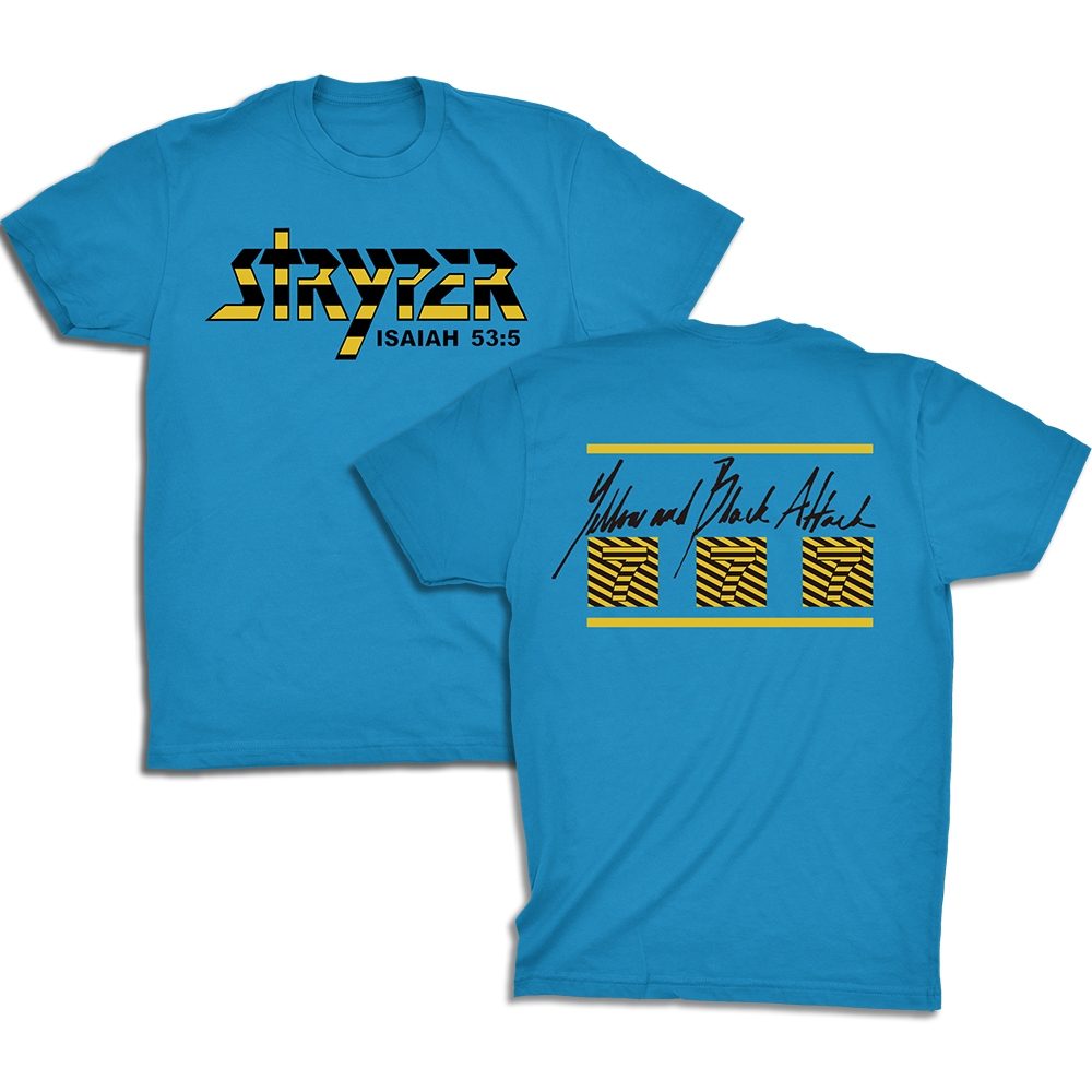 Yellow and Black Attack Throwback T, Aqua